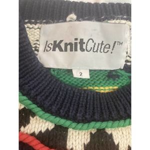 Vintage Early 90s IsKnitCute! Hand Knit Noah’s Ark Sweater. Size 2 = Large